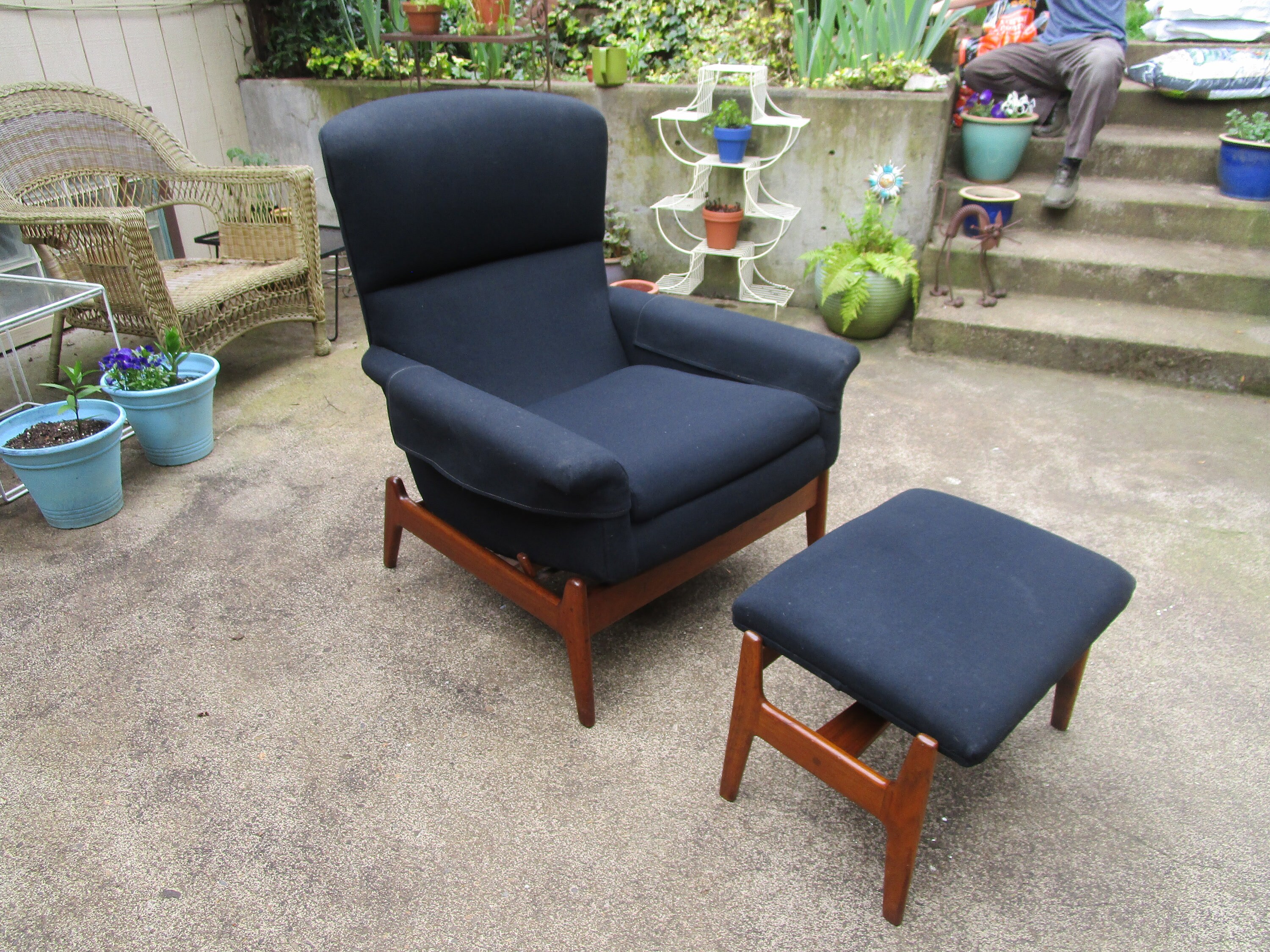 Mid century recliner with ottoman sale