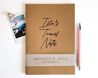 Travel Notes Notebook // Personalised // Adventure Journal // Lined or Plain