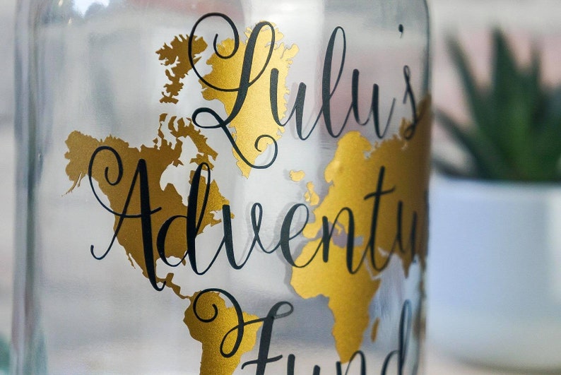 DIY Savings Jar Decals // Personalised Vinyl // World Map image 2