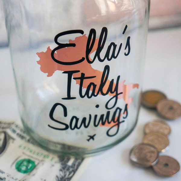 Italy Savings Jar | Travel Jar | Personalised location | Money Bank | Wanderlust | Rose gold