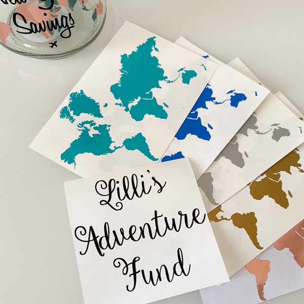 DIY Savings Jar Decals // Personalised Vinyl // World Map