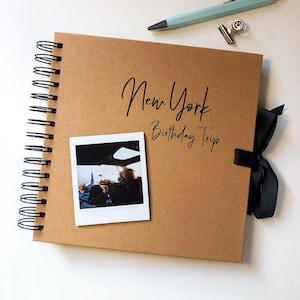 Travel Scrapbook 8x8 // Personalised // Adventure Journal with custom print // Plain Pages