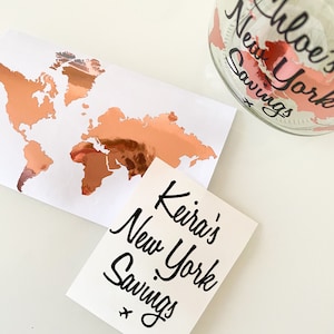 New York DIY Savings Jar Decals // Vinyle personnalisé // Carte du monde