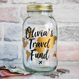 Fondo di viaggio // Barattolo di risparmio personalizzato // Fondo avventura