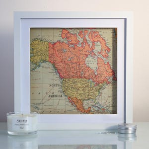Grande moldura de mapa de alfinetes América, Canadá e Alasca // Grande 30 x 30 independente // Mapa-múndi vintage // Aventura // Viagem