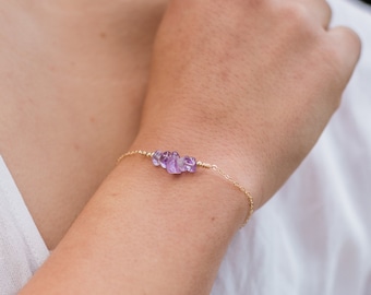 Amethyst Bar Bracelet - Amethyst Bracelet - Amethyst Beaded Bar Bracelet - February Birthstone Bracelet - Dainty Gemstone Bracelet