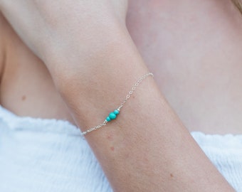 Turquoise dainty bracelet. Turquoise bracelet. Gemstone bracelet. Bridesmaids bracelet. Dainty gold bracelet. December birthstone bracelet.