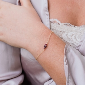 Garnet delicate bracelet. Garnet bracelet. Minimalist bracelets. Simple bracelet. Bridesmaids bracelet. Gemstone bracelet. Dainty bracelet image 1