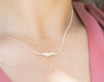 Ethiopian Opal Chip Necklace, Sterling Silver Crystal Bar, October Birthstone