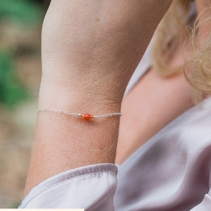 Carnelian balance bracelet. Carnelian bracelet. Red minimalist bracelet. Chakra bracelet. Delicate bracelet. July birthstone bracelet. image 1