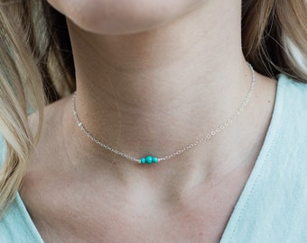 Turquoise birthstone necklace. Turquoise jewelry choker necklace. Gemstone necklace birthstone jewelry. Turquoise necklace. Gemstone jewelry