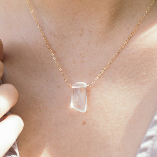 Small Clear Crystal Quartz Necklace 