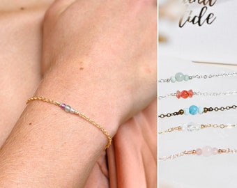 Dainty Gemstone Birthstone Bracelet: Personalized Crystal Bracelet