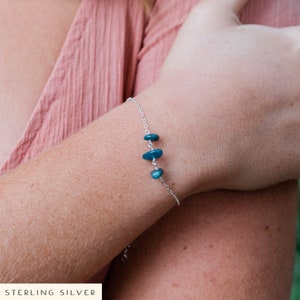 Apatite womens bracelet. Blue apatite bracelet. Blue bead bracelet. Gemstone bracelets. Bracelets for women. Beaded bracelet. Boho bracelet image 1