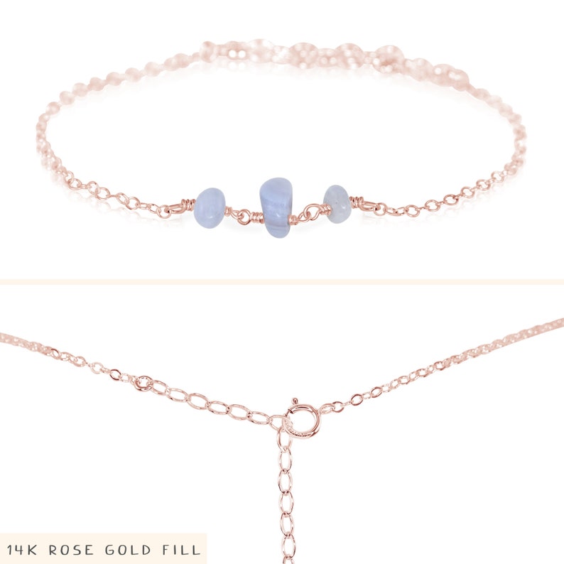 Blue lace agate beaded bracelets. Blue lace agate bracelet. Simple bracelets. Bohemian bracelet. Stone bracelet. Boho bracelet. image 3
