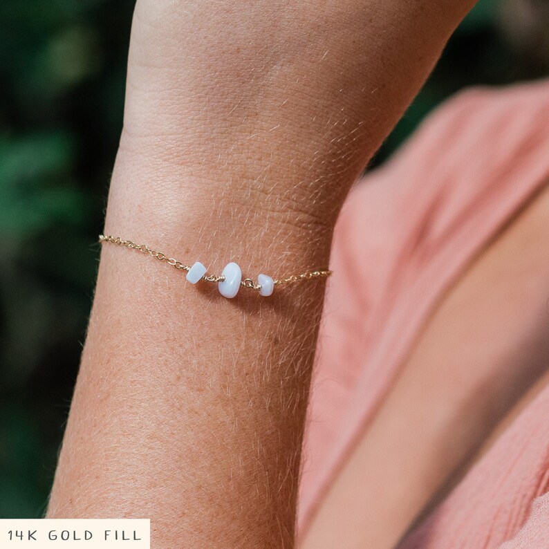 Blue lace agate beaded bracelets. Blue lace agate bracelet. Simple bracelets. Bohemian bracelet. Stone bracelet. Boho bracelet. image 1