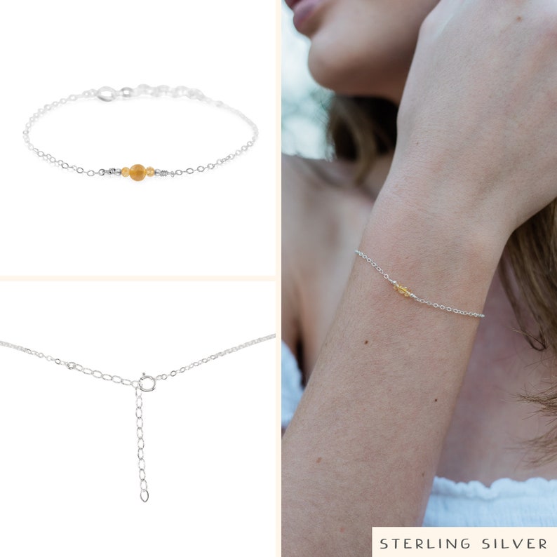 Citrine minimalist bracelet. Citrine bracelet. November birthstone bracelet. Chakra bracelet. Delicate bracelet. Minimalist bracelets. Sterling Silver