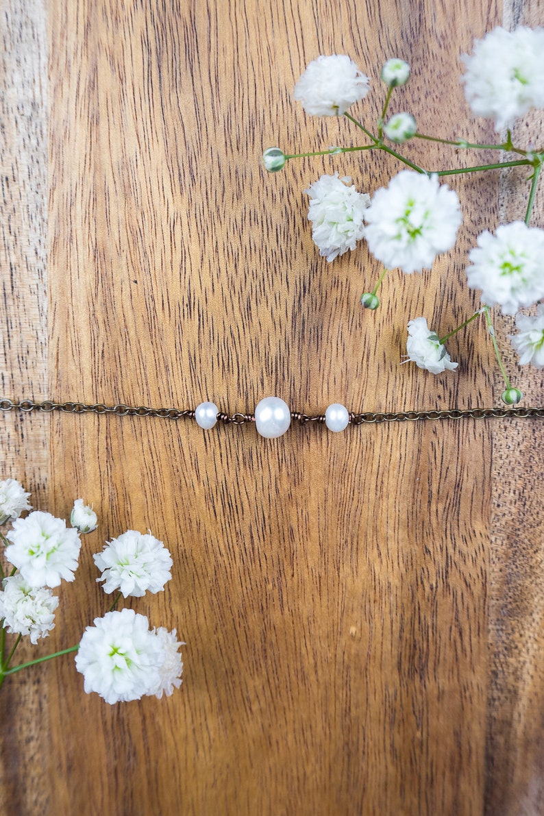 Dainty boho anklet for women Pearl bead anklet June birthstone anklet Pearl rosary anklet Pearl anklet Freshwater pearl beaded anklet