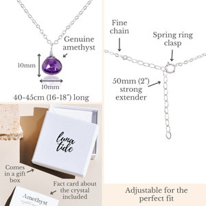 Amethyst gemstone necklace. February birthstone necklace. Crystal necklace boho jewelry bohemian jewelry. Gift for sister birthstone jewelry image 8