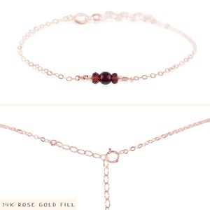 Garnet delicate bracelet. Garnet bracelet. Minimalist bracelets. Simple bracelet. Bridesmaids bracelet. Gemstone bracelet. Dainty bracelet 14k Rose Gold Fill