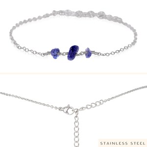 Tanzanite gemstone beaded bracelet in bronze, silver, gold or rose gold 6 with 2 adjustable extender. December birthstone bracelet Stainless Steel