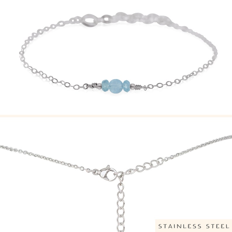 Aquamarine energy bracelet. Aquamarine bracelet. March birthstone bracelet. Dainty bracelets. Balance bracelet. Minimalist bracelet. Stainless Steel