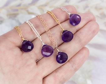 Amethyst gemstone necklace. February birthstone necklace. Crystal necklace boho jewelry bohemian jewelry. Gift for sister birthstone jewelry