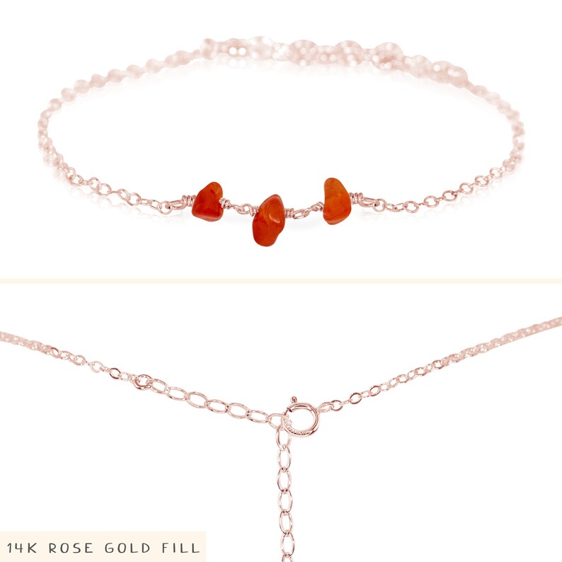 Carnelian simple bracelets. Carnelian bracelet. Red bohemian bracelet. Orange stone bracelet. Boho bracelet. July birhtstone bracelet. 14k Rose Gold Fill