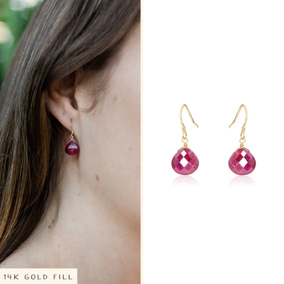 Ruby Earrings. Drop Earrings. Teardrop Earrings. Simple Earrings