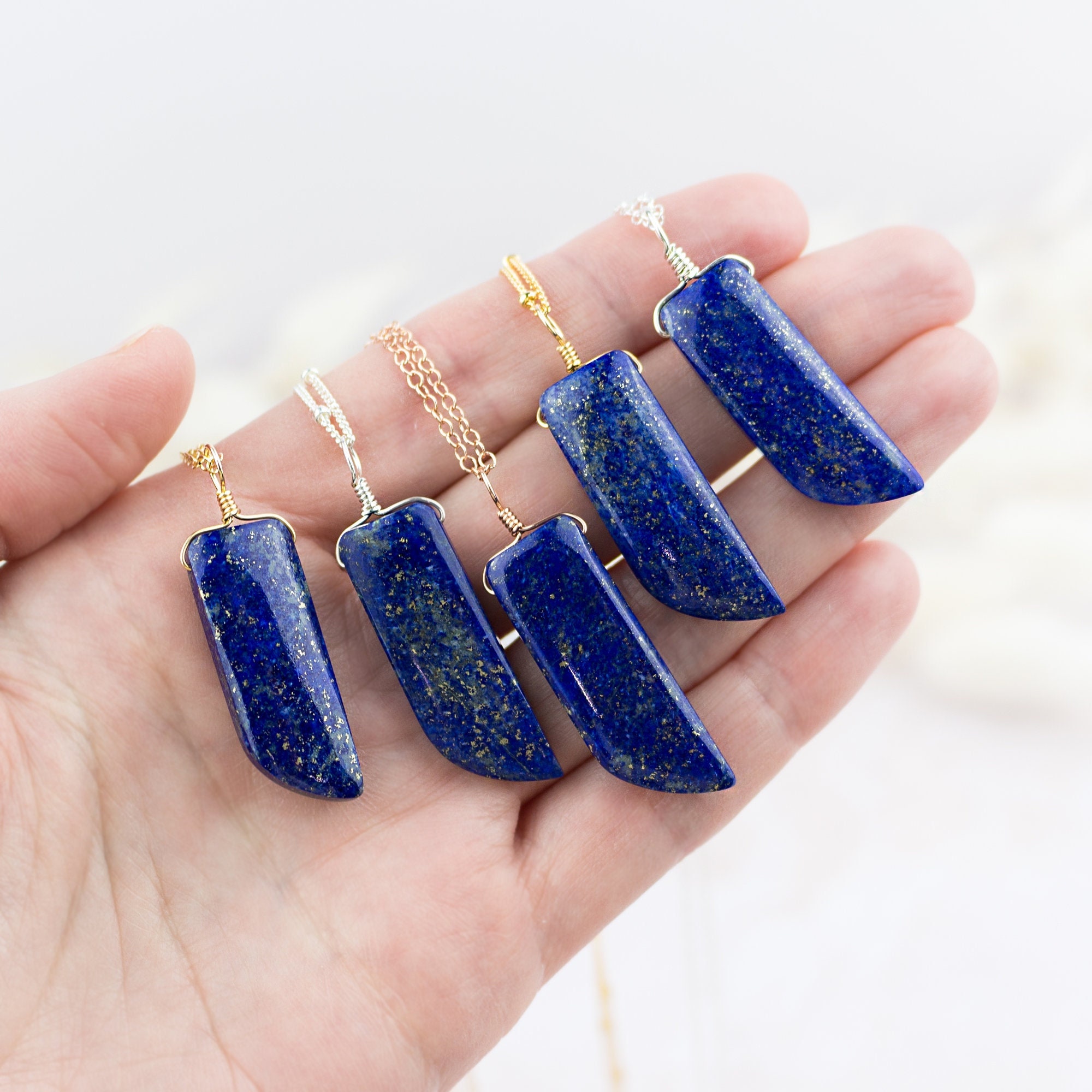 Lapis Lazuli Point Necklace - Genuine Lapis Lazuli Pendant