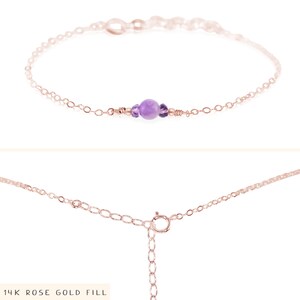 Lavender amethyst bracelet. Light purple amethyst. Handmade jewelry gift for her. Purple amethyst bracelet. February birthstone bracelet. 14k Rose Gold Fill