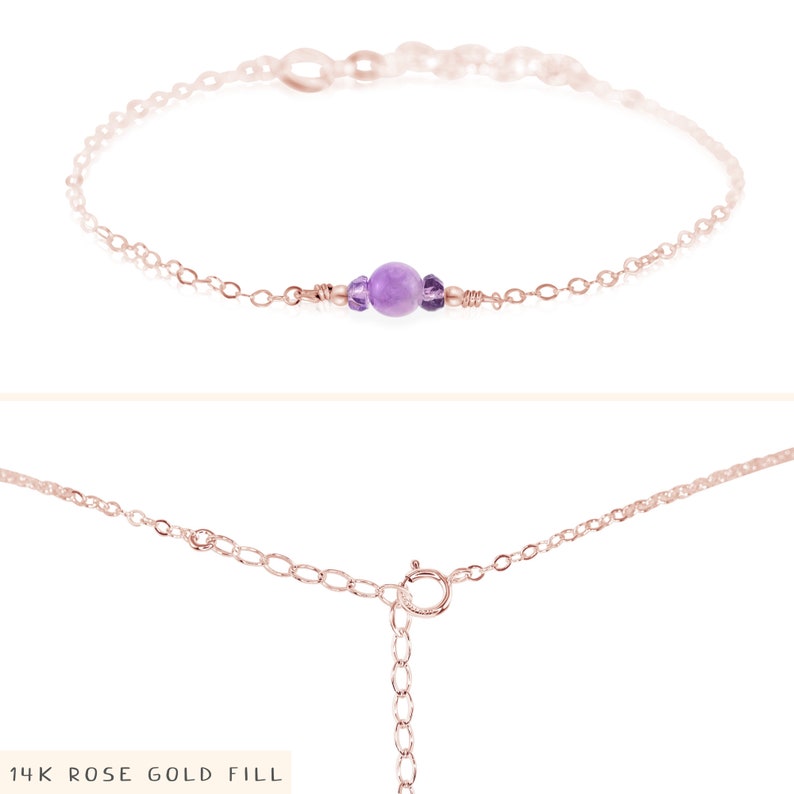 Lavender amethyst bracelet. Light purple amethyst. Handmade jewelry gift for her. Purple amethyst bracelet. February birthstone bracelet. 14k Rose Gold Fill