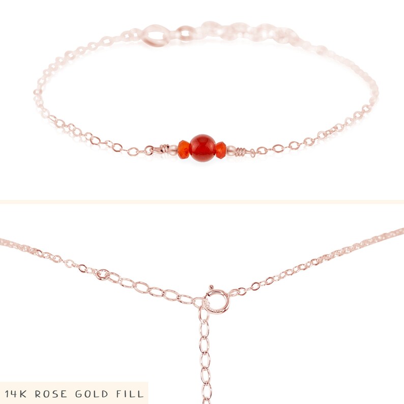 Carnelian balance bracelet. Carnelian bracelet. Red minimalist bracelet. Chakra bracelet. Delicate bracelet. July birthstone bracelet. 14k Rose Gold Fill