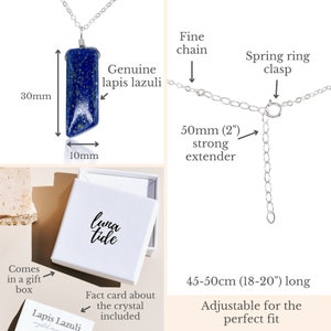 Lapis Lazuli point necklace Genuine lapis lazuli pendant necklace. Blue lapis lazuli stone crystal necklace. September birthstone necklace image 8