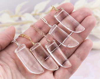 Crystal quartz point necklace - Rock crystal necklace - Clear crystal necklace - Crystal quartz necklace - Natural rough crystal necklace