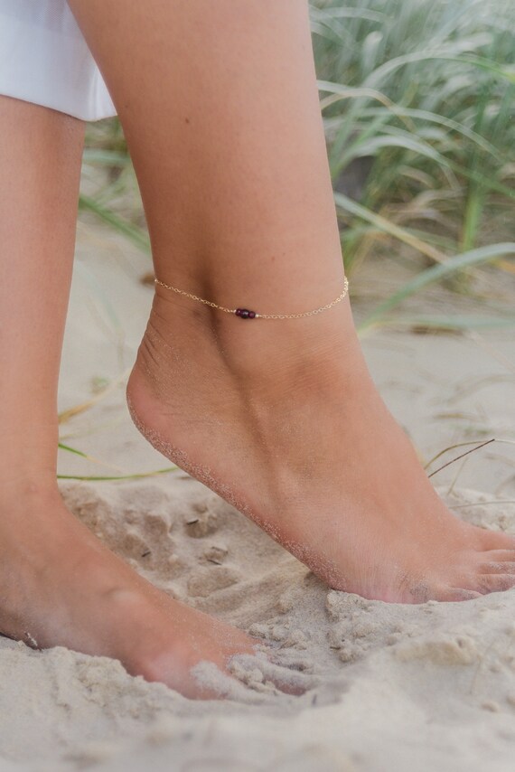 garnet ankle bracelet