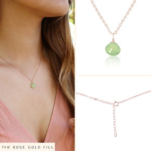 Tiny prehnite necklace Small green prehnite faceted teardrop necklace Natural light green gemstone necklace Genuine prehnite necklace image 3