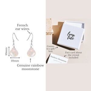 Rainbow moonstone earrings. Bridesmaids earrings. June birthstone drop earrings. Bridesmaid earrings. Dangle earrings. Crystal earrings. image 8