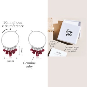 Ruby hippie earrings. Hoop fringe earrings. Modern tribal hoops. Statement earrings. Ruby earrings. Beaded earrings. July birthstone image 8