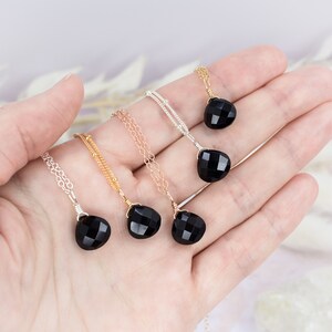 Onyx Necklace Tiny Black Onyx Necklace Small Black Onyx Teardrop Necklace Genuine Black Onyx Necklace July Birthstone Necklace image 1