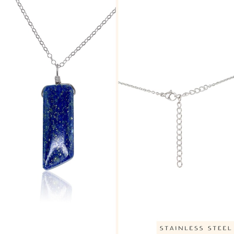Lapis Lazuli point necklace Genuine lapis lazuli pendant necklace. Blue lapis lazuli stone crystal necklace. September birthstone necklace image 5