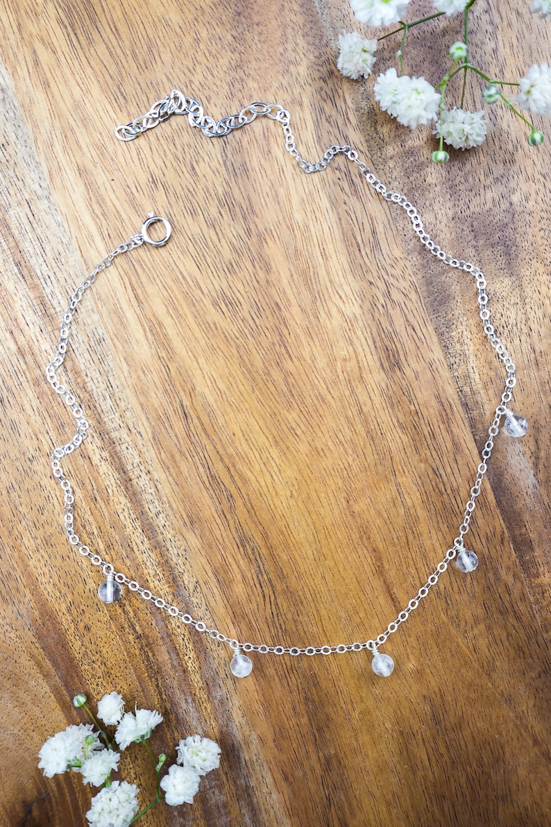 April birthstone choker necklace. Crystal choker Crystal quartz boho choker Quartz choker Clear crystal bead dangle drop choker