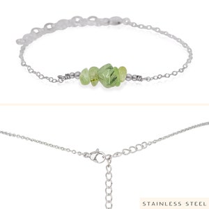 Prehnite bead bar crystal bracelet in bronze, silver, gold or rose gold 6 chain with 2 adjustable extender image 5