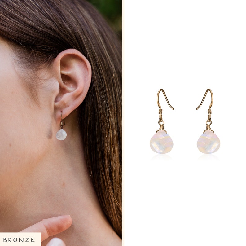 Rainbow moonstone earrings. Bridesmaids earrings. June birthstone drop earrings. Bridesmaid earrings. Dangle earrings. Crystal earrings. image 6