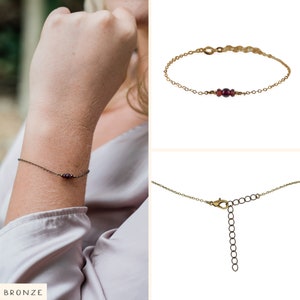 Garnet delicate bracelet. Garnet bracelet. Minimalist bracelets. Simple bracelet. Bridesmaids bracelet. Gemstone bracelet. Dainty bracelet Bronze