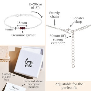 Garnet delicate bracelet. Garnet bracelet. Minimalist bracelets. Simple bracelet. Bridesmaids bracelet. Gemstone bracelet. Dainty bracelet image 8