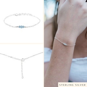 Aquamarine energy bracelet. Aquamarine bracelet. March birthstone bracelet. Dainty bracelets. Balance bracelet. Minimalist bracelet. Sterling Silver