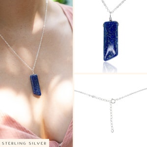 Lapis Lazuli point necklace Genuine lapis lazuli pendant necklace. Blue lapis lazuli stone crystal necklace. September birthstone necklace image 4