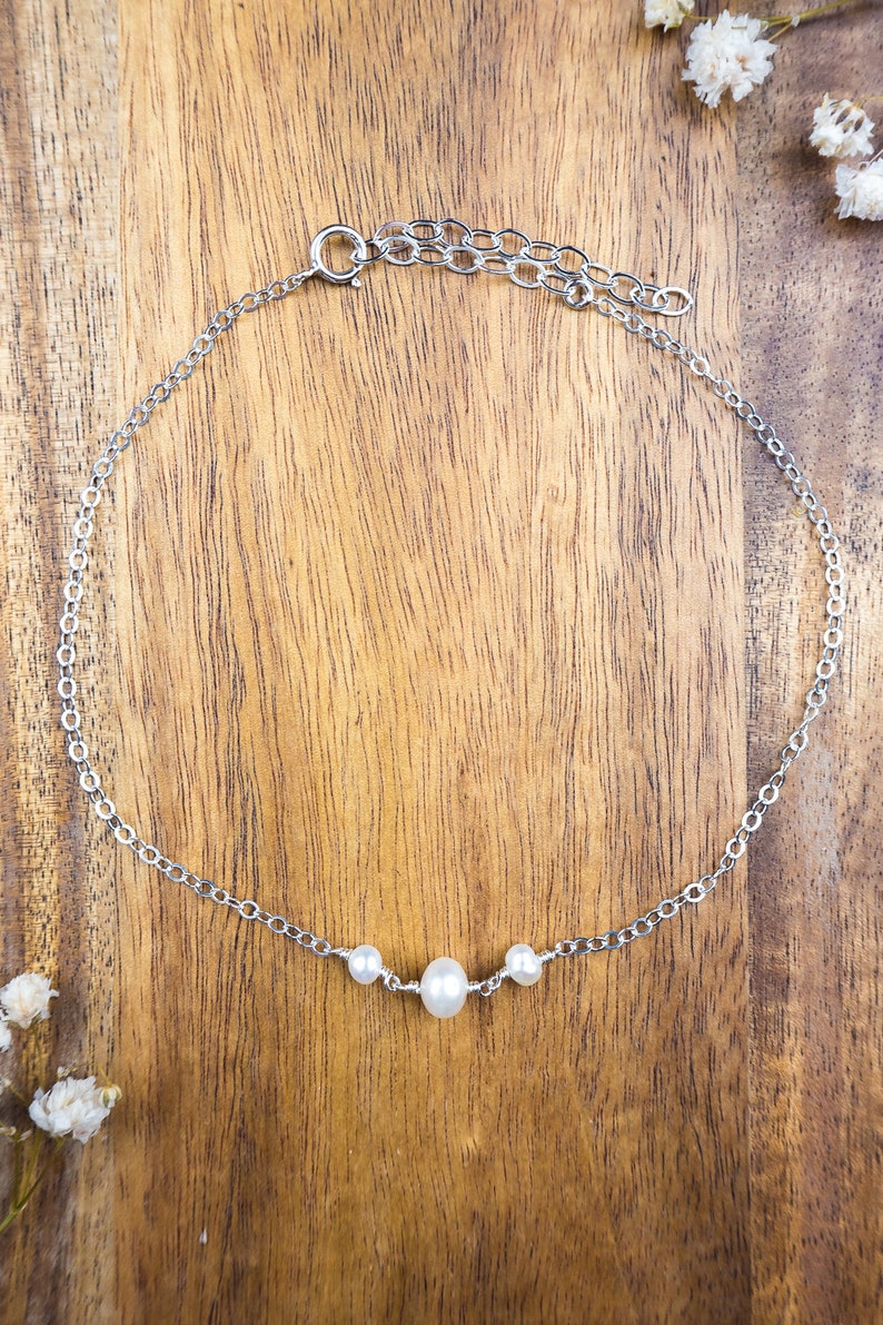 Dainty boho anklet for women Pearl bead anklet June birthstone anklet Pearl rosary anklet Pearl anklet Freshwater pearl beaded anklet