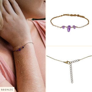 Amethyst protection bracelet. Womens bracelet. Purple bead bracelet. Gemstone bracelets. Amethyst bracelet. February birthstone bracelet. Bronze